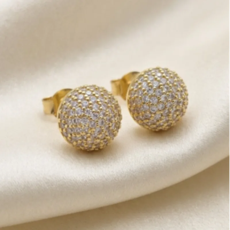 Işıltılı Top Gold Küpe